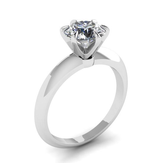 Round diamond 6-prong engagement ring in white gold,  Enlarge image 4