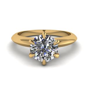Round diamond 6-prong engagement ring in Yellow Gold