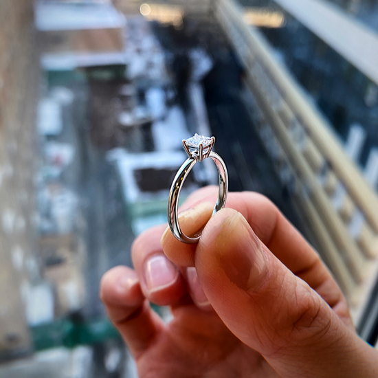 Classic Princess Cut Diamond Engagement Ring,  Enlarge image 6
