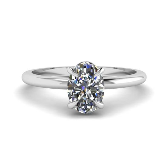 Classic Oval Diamond Solitaire Ring White Gold, Enlarge image 1