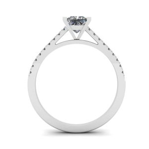 Princess Cut Scalloped Pave Engagement Ring - Photo 1