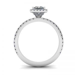 Princess-Cut Floating Halo Diamond Engagement Ring - Photo 1