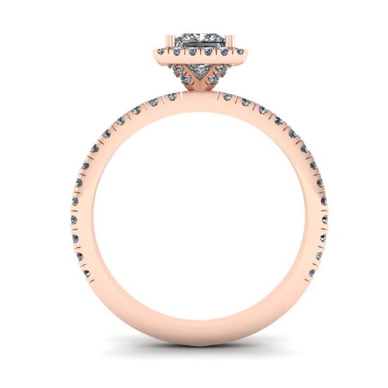 Princess-Cut Floating Halo Diamond Engagement Ring Rose Gold, More Image 0