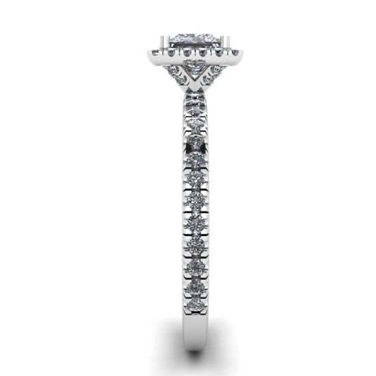 Princess-Cut Floating Halo Diamond Engagement Ring,  Enlarge image 3