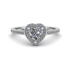 Heart Diamond Halo Halo Engagement Ring