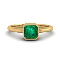 Stylish Square Emerald Ring in 18K  Yellow Gold