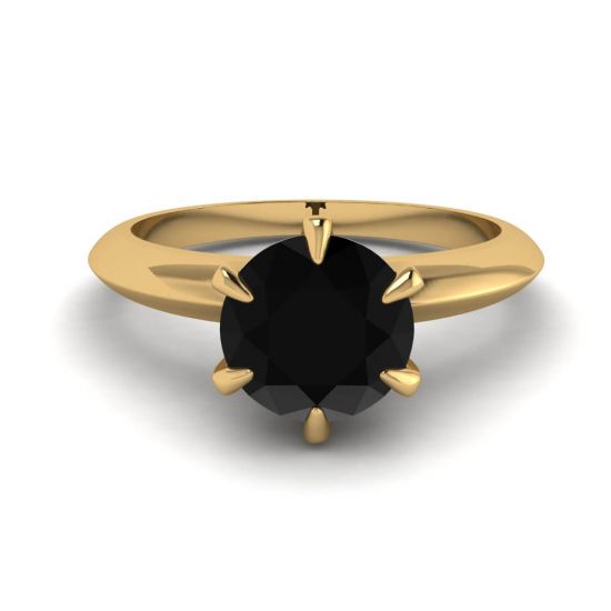 Engagement Ring Yellow Gold  1 carat Black Diamond , Enlarge image 1