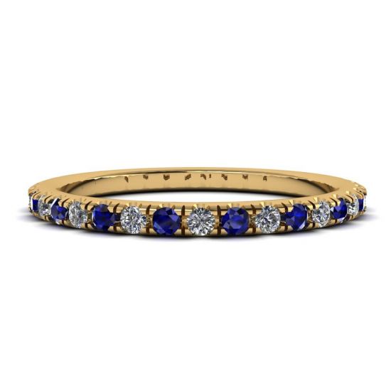 Riviera Pave Sapphire and Diamond Eternity Ring  Style Yellow Gold, Enlarge image 1