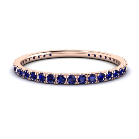 Riviera Pave Sapphire Eternity Ring Rose Gold, Enlarge image 1