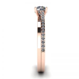 Asymmetrical Side Pave Engagement Ring Rose Gold - Photo 2