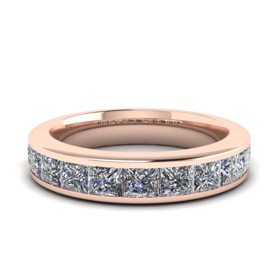 Eternity Princess Cut Diamond Ring Rose Gold, Enlarge image 1
