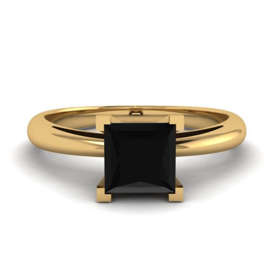 Square Black Diamond Ring Yellow Gold, Image 1