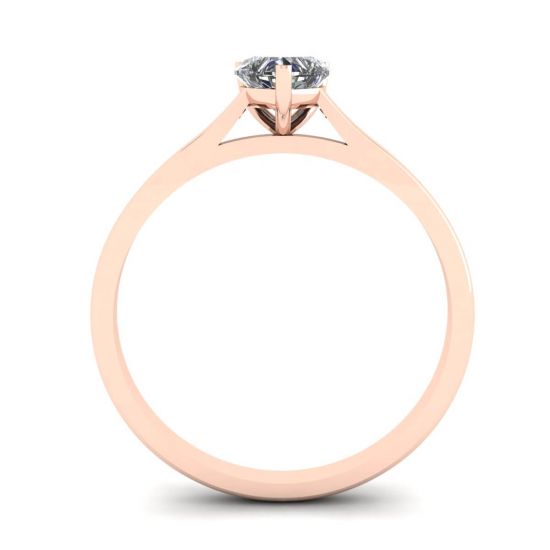 Simple Flat Ring with Heart Diamond Rose Gold,  Enlarge image 2