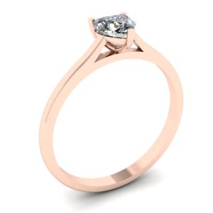 Simple Flat Ring with Heart Diamond Rose Gold - Photo 3