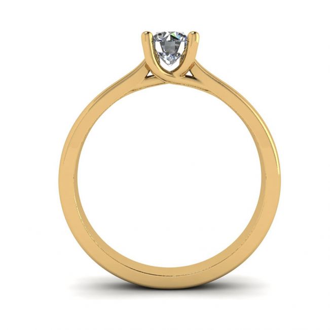 Crossing Prongs Ring with Round Diamond 18K Yellow Gold - Photo 1