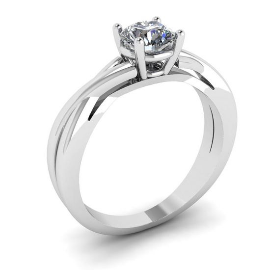 X Cross Ring with Round Diamond,  Enlarge image 4
