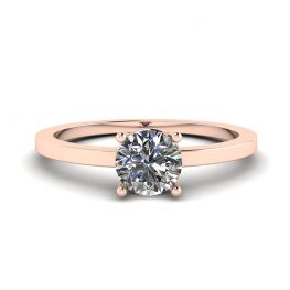 Round Diamond Solitaire Simple 18K Rose Gold Ring Round Diamond Solitaire Simple 18K Rose Gold Ring