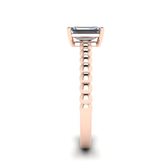 Bearded Ring with Emerald Cut Diamond Rose Gold, More Image 1