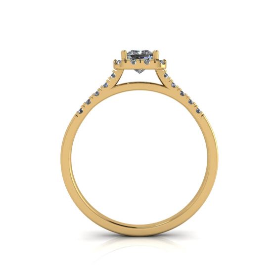 Halo Princess Cut Diamond Ring in Yellow Gold, More Image 0