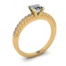 Princess Cut Diamond Ring in V with Side Pave Yellow Gold, Image 4