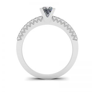 Princess Cut Diamond Ring in V with Side Pave - Photo 1