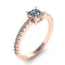 Princess Cut Diamond Ring with Side Pave in 18K Rose Gold, Image 4
