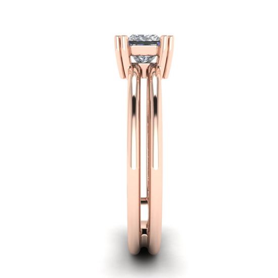 Contemporary Princess Cut Engagement Double Ring Rose Gold, More Image 1
