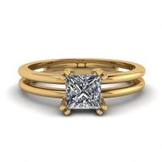 Contemporary Princess Cut Engagement Double Ring