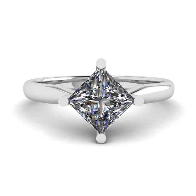 Rhombus Princess Cut Diamond Solitaire Ring White Gold