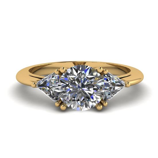 Three Diamond Ring in 18K Yellow Gold, Enlarge image 1