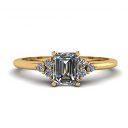 Emerald Cut Diamond Ring with Side Diamonds Yellow Gold Emerald Cut Diamond Ring with Side Diamonds Yellow Gold