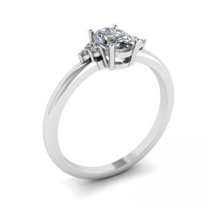Oval Diamond with 3 Side Diamonds Ring - Photo 3