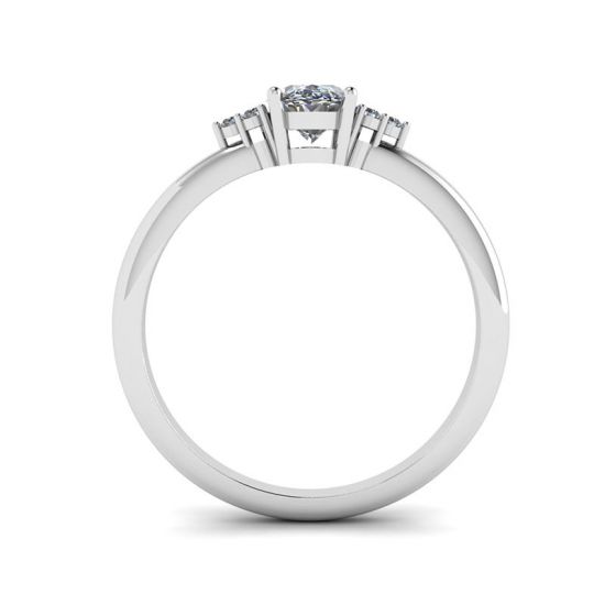 Oval Diamond with 3 Side Diamonds Ring, More Image 0
