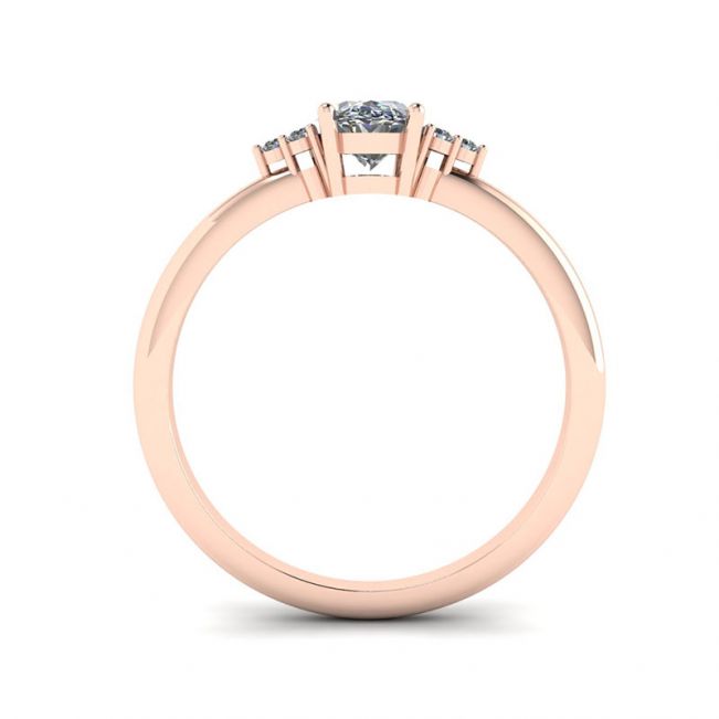 Oval Diamond with 3 Side Diamonds Ring Rose Gold - Photo 1