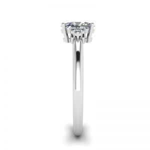 Oval Diamond with 3 Side Diamonds Ring - Photo 2