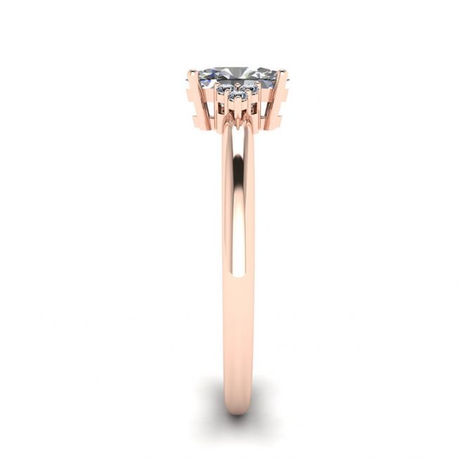 Oval Diamond with 3 Side Diamonds Ring Rose Gold - Photo 2