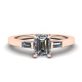 Emerald Cut and Side Baguette Diamond Ring Rose Gold Emerald Cut and Side Baguette Diamond Ring Rose Gold