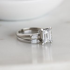 Emerald Cut and Side Baguette Diamond Ring - Photo 5