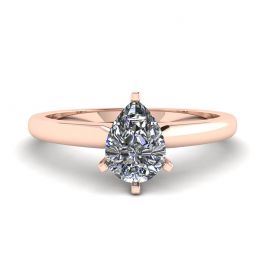 Pear Diamond Solitaire Ring in 6 prongs Rose Gold Pear Diamond Solitaire Ring in 6 prongs Rose Gold