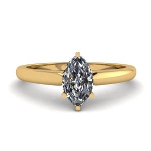 6-Prong Marquise Diamond Ring in 18K Yellow Gold