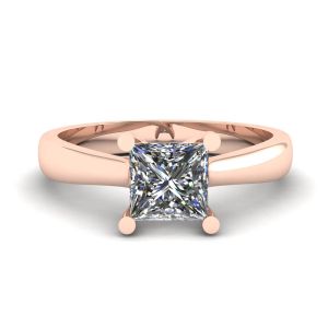 18K Rose Gold Ring with Princess Cut Diamond