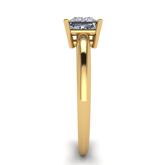 Princess Cut Simple Solittaire Ring in Yellow Gold, More Image 1
