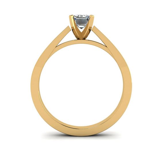 Futuristic Style Emerald Cut Diamond Ring in 18K Yellow Gold,  Enlarge image 2