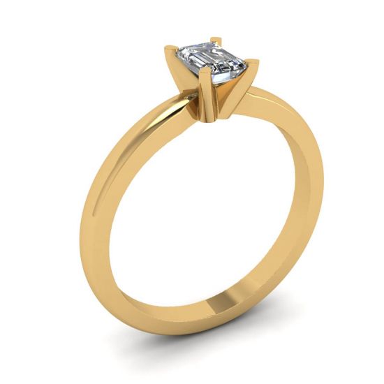 Rectangular Diamond Ring in White-Yellow Gold,  Enlarge image 4