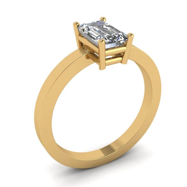 Rectangular Diamond Ring in 18K Yellow Gold - Photo 3