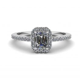 Emerald Cut Diamond Ring with Halo