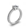 Oriental Style Princess Cut Diamond Ring with Pave, Image 4
