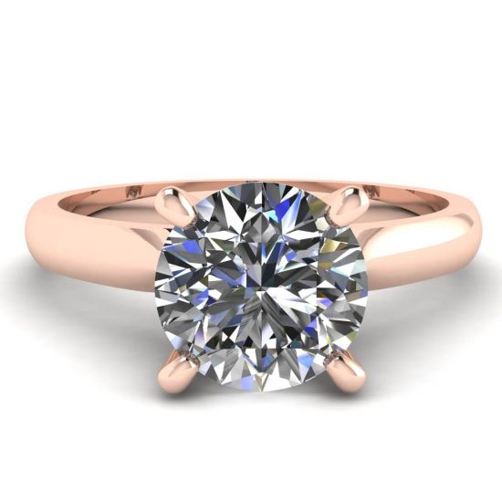 Classic Diamond Ring with One Diamond in Rose Gold, Image 1