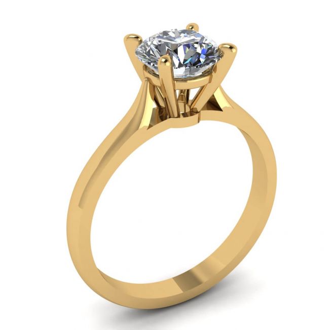 Classic Diamond Ring with One Diamond in Yellow Gold - Photo 3