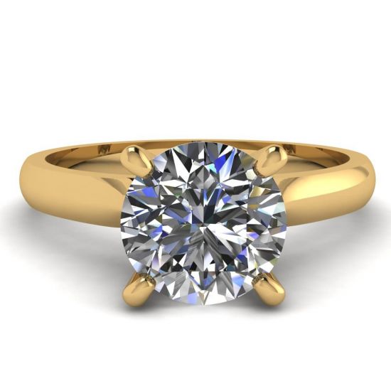 Classic Diamond Ring with One Diamond in Yellow Gold, Image 1